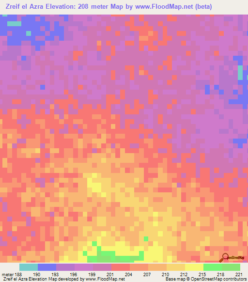 Zreif el Azra,Mauritania Elevation Map