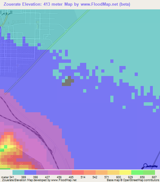 Zouerate,Mauritania Elevation Map