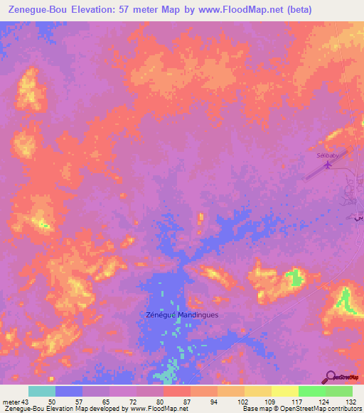 Zenegue-Bou,Mauritania Elevation Map