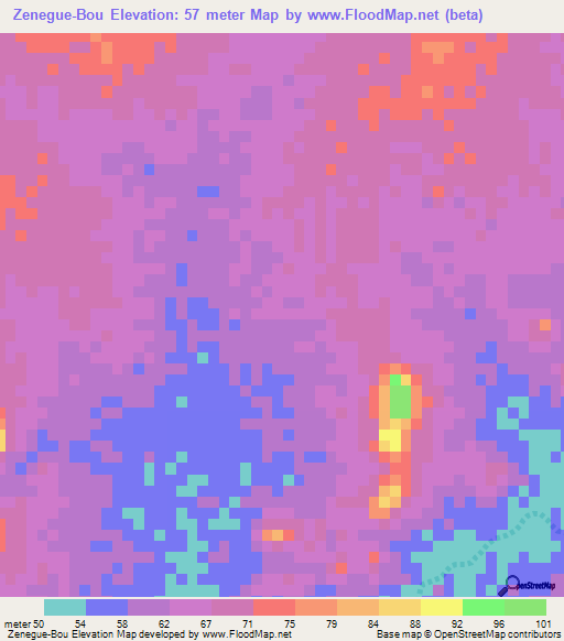 Zenegue-Bou,Mauritania Elevation Map