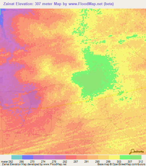 Zainat,Mauritania Elevation Map