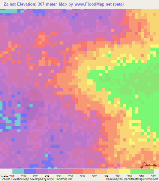 Zainat,Mauritania Elevation Map