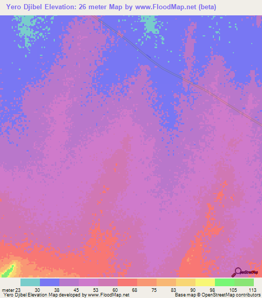 Yero Djibel,Mauritania Elevation Map