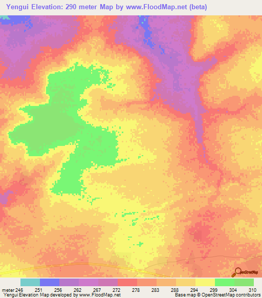 Yengui,Mauritania Elevation Map