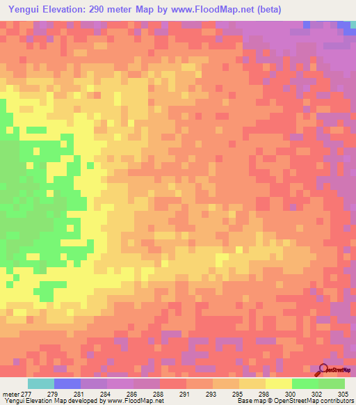 Yengui,Mauritania Elevation Map