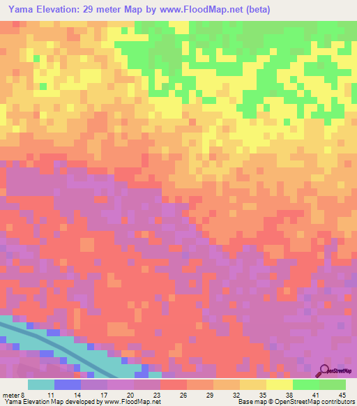 Yama,Mauritania Elevation Map