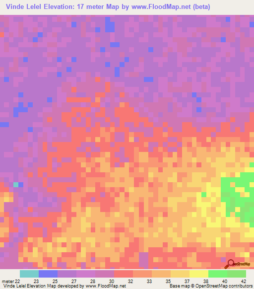 Vinde Lelel,Mauritania Elevation Map