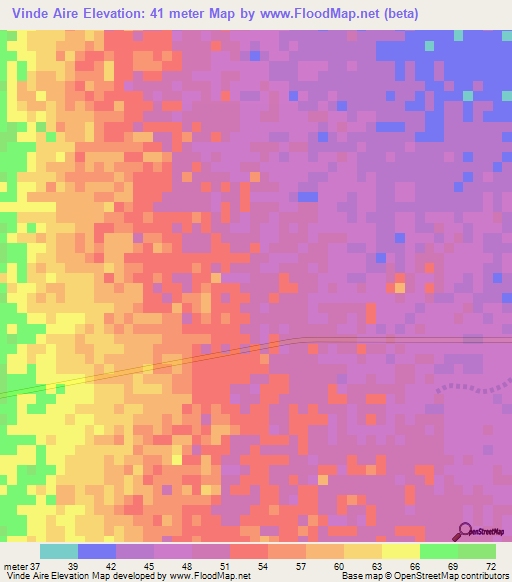 Vinde Aire,Mauritania Elevation Map