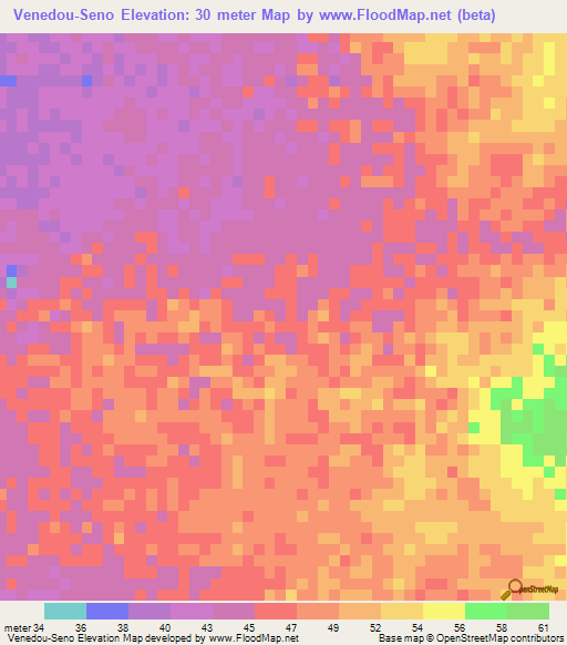 Venedou-Seno,Mauritania Elevation Map