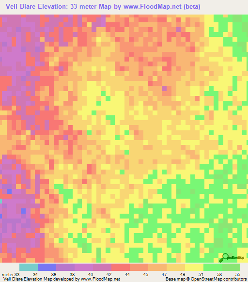 Veli Diare,Mauritania Elevation Map