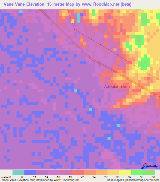Vane Vane,Mauritania Elevation Map