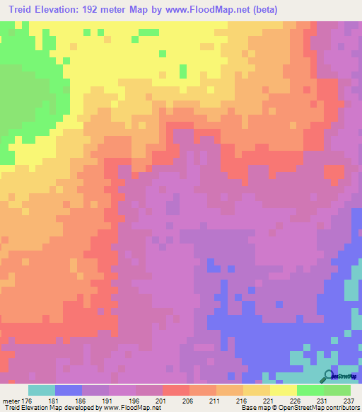 Treid,Mauritania Elevation Map