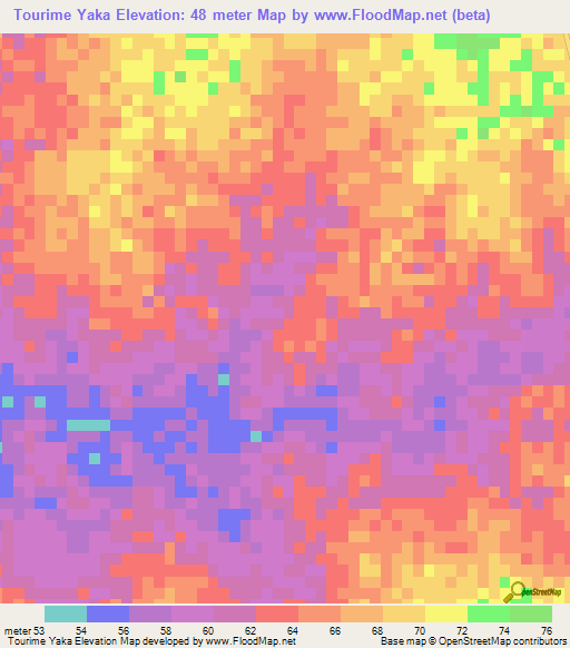 Tourime Yaka,Mauritania Elevation Map