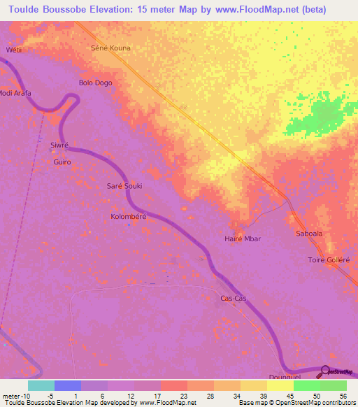 Toulde Boussobe,Mauritania Elevation Map