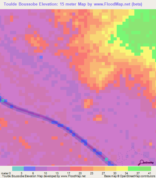 Toulde Boussobe,Mauritania Elevation Map