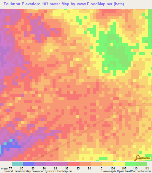 Touimrat,Mauritania Elevation Map