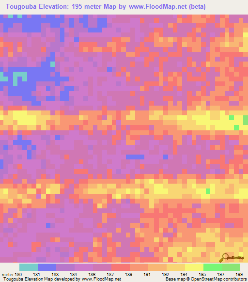 Tougouba,Mauritania Elevation Map