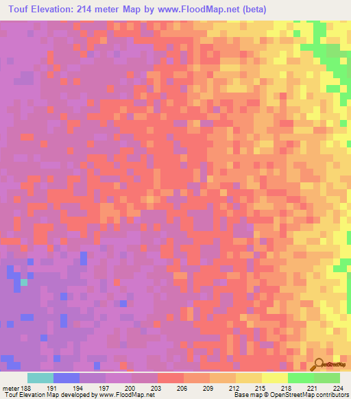 Touf,Mauritania Elevation Map