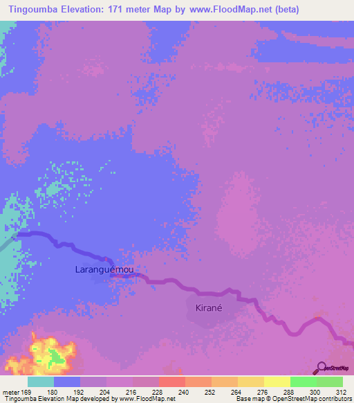 Tingoumba,Mauritania Elevation Map