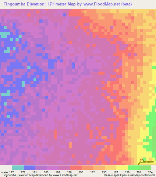Tingoumba,Mauritania Elevation Map