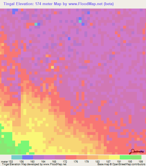 Tingal,Mauritania Elevation Map