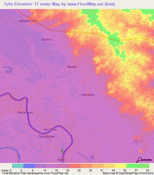 Tyila,Mauritania Elevation Map