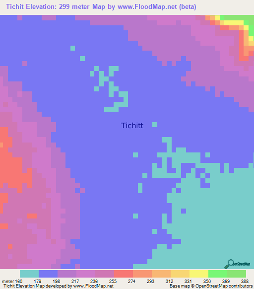 Tichit,Mauritania Elevation Map