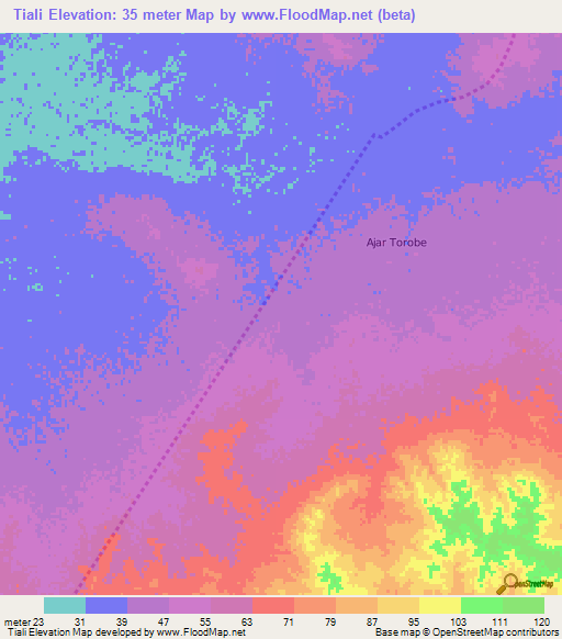 Tiali,Mauritania Elevation Map