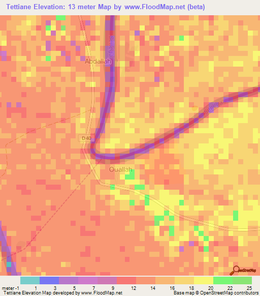 Tettiane,Mauritania Elevation Map