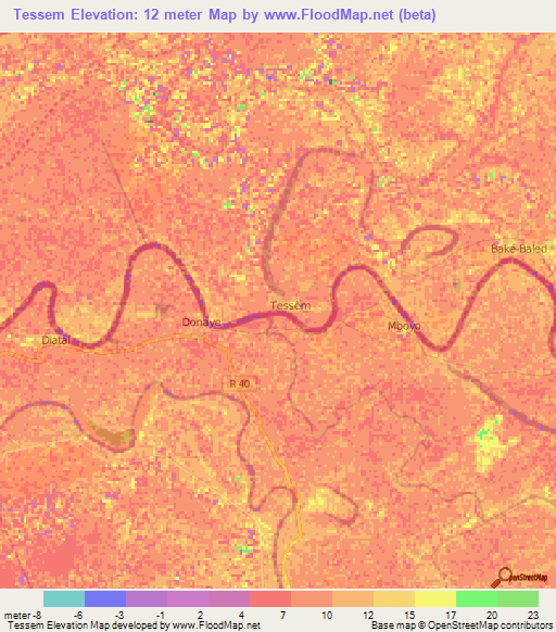 Tessem,Mauritania Elevation Map
