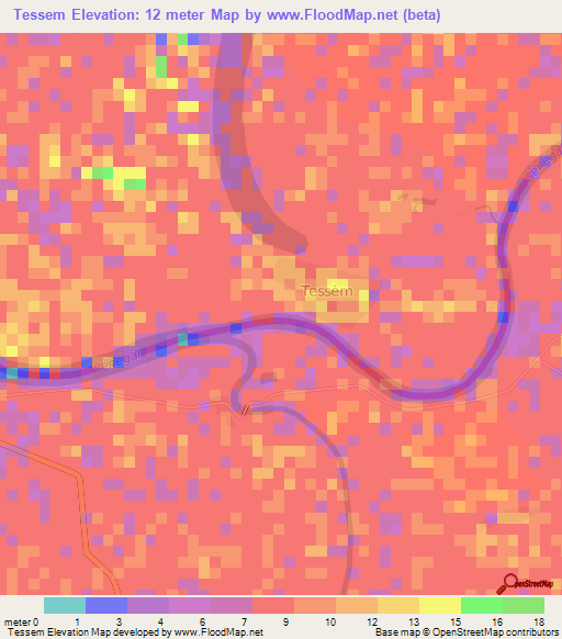 Tessem,Mauritania Elevation Map