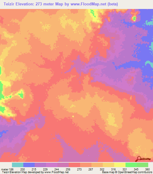 Teizir,Mauritania Elevation Map