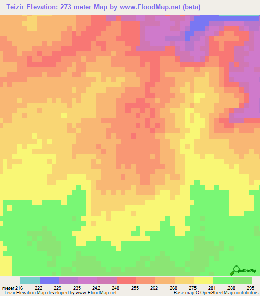 Teizir,Mauritania Elevation Map