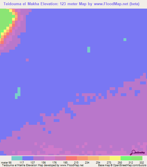 Teidouma el Makha,Mauritania Elevation Map