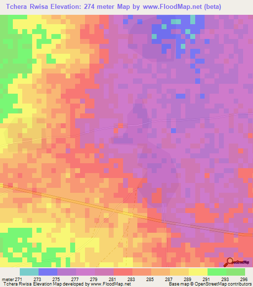 Tchera Rwisa,Mauritania Elevation Map