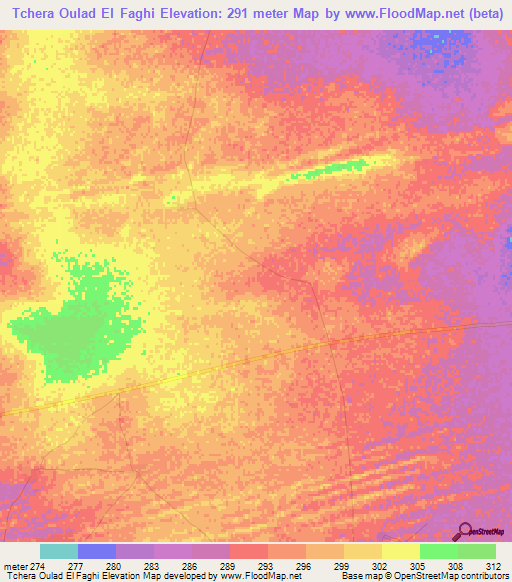 Tchera Oulad El Faghi,Mauritania Elevation Map