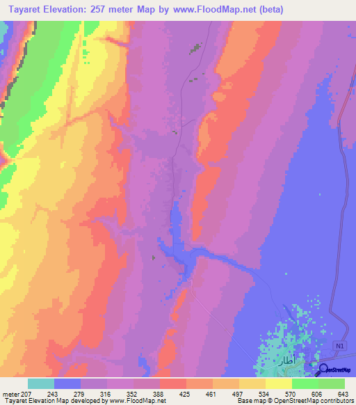 Tayaret,Mauritania Elevation Map