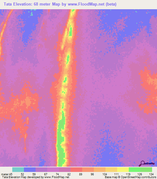 Tata,Mauritania Elevation Map