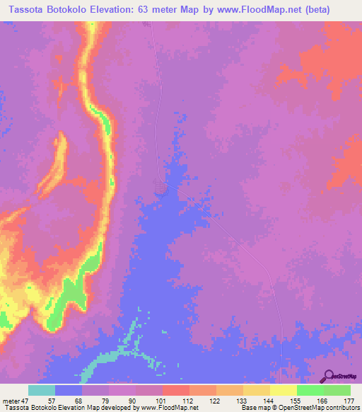 Tassota Botokolo,Mauritania Elevation Map