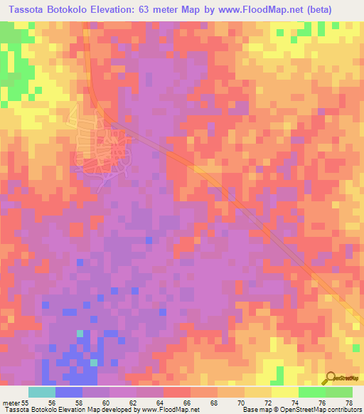 Tassota Botokolo,Mauritania Elevation Map