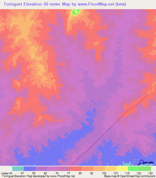 Toringuel,Mauritania Elevation Map