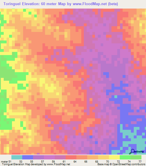 Toringuel,Mauritania Elevation Map