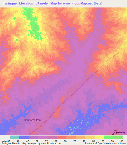 Taringuel,Mauritania Elevation Map