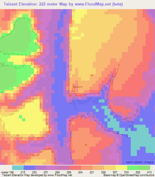Taizent,Mauritania Elevation Map