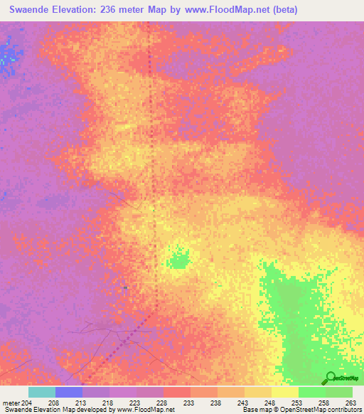 Swaende,Mauritania Elevation Map