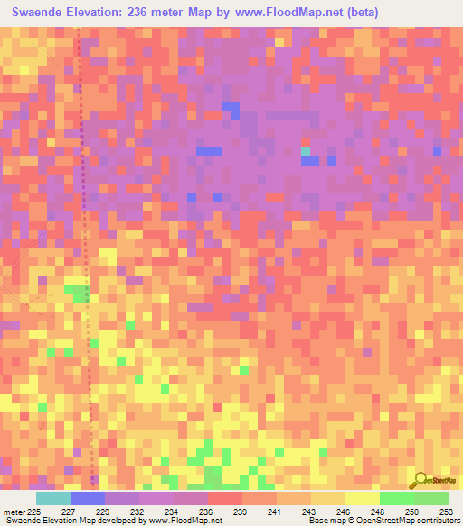 Swaende,Mauritania Elevation Map