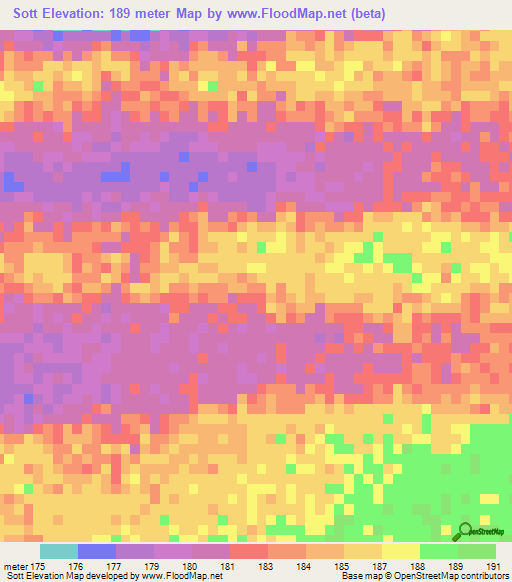 Sott,Mauritania Elevation Map