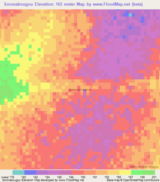 Soronabougou,Mauritania Elevation Map