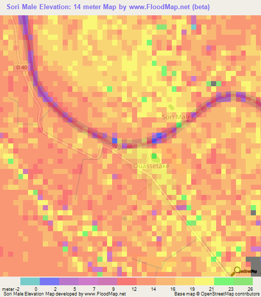 Sori Male,Mauritania Elevation Map