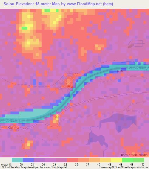 Solou,Mauritania Elevation Map